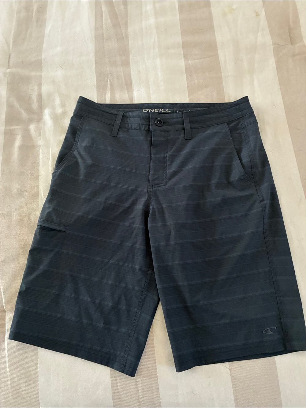 O'Neill Men's Dark Blue Subtle-Stripe Hybrid Shorts